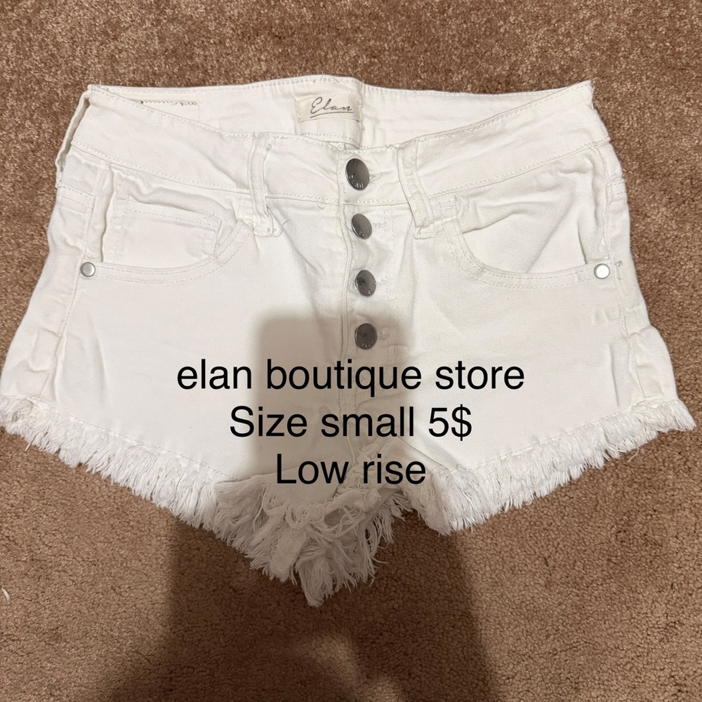 Elan White Frayed Jean Shorts